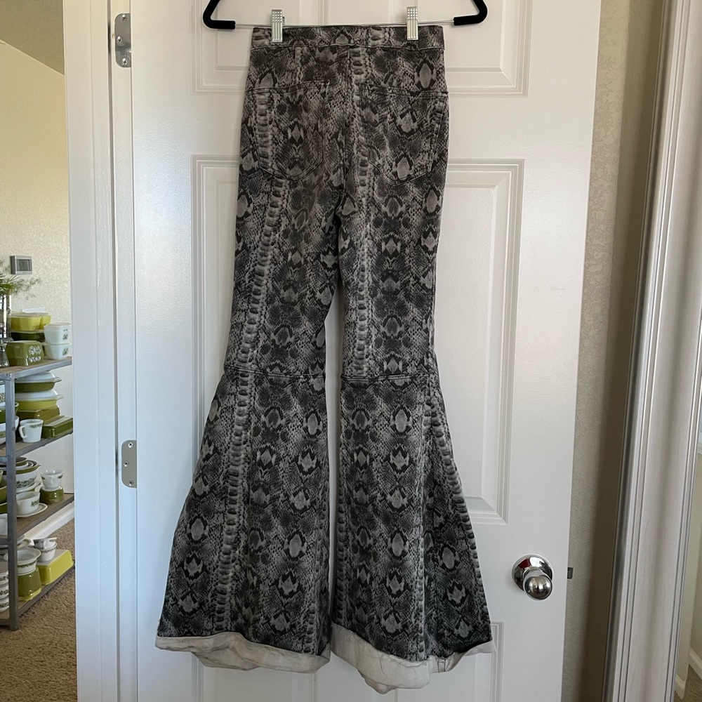 Free People Wide Leg Flare Python Print